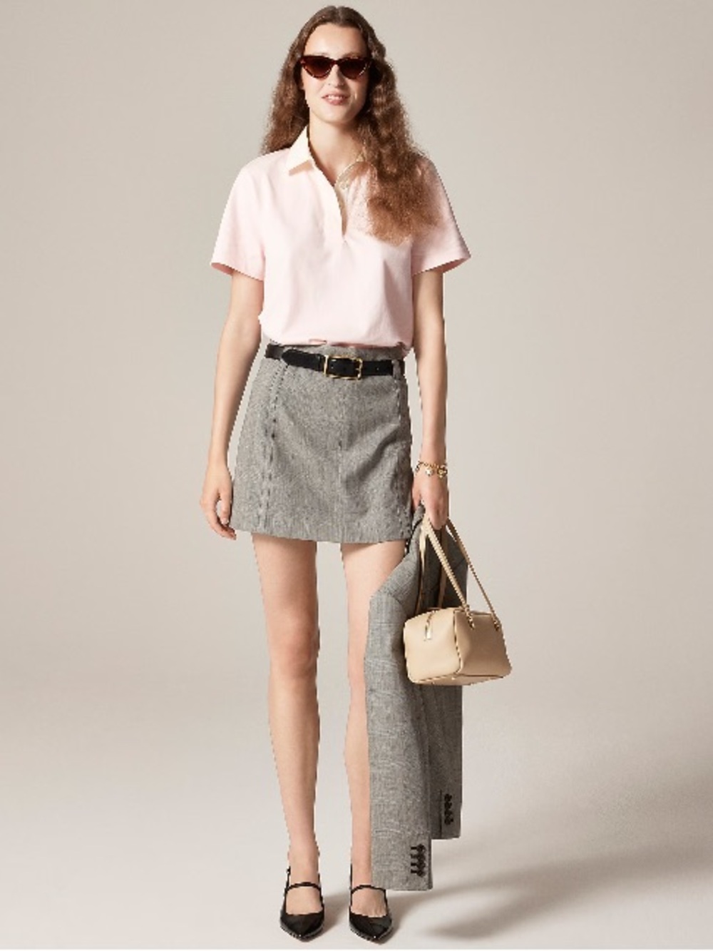 J. Crew Tall Mini skirt in glen plaid Italian gauzy wool blend CO020
